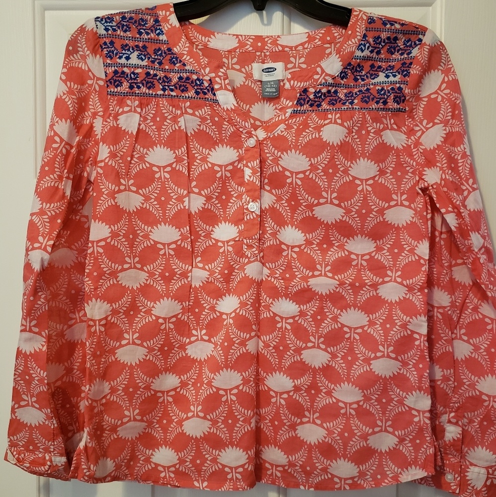 Girls Old Navy embroidered tunic LG 10-12